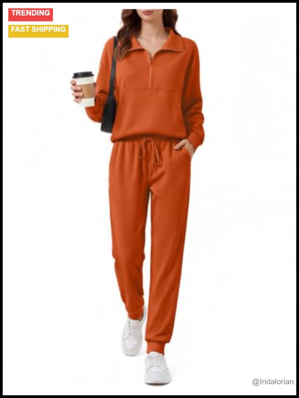Half Zip Long Sleeve Tracksuit Lounge Set Relaxed Fit